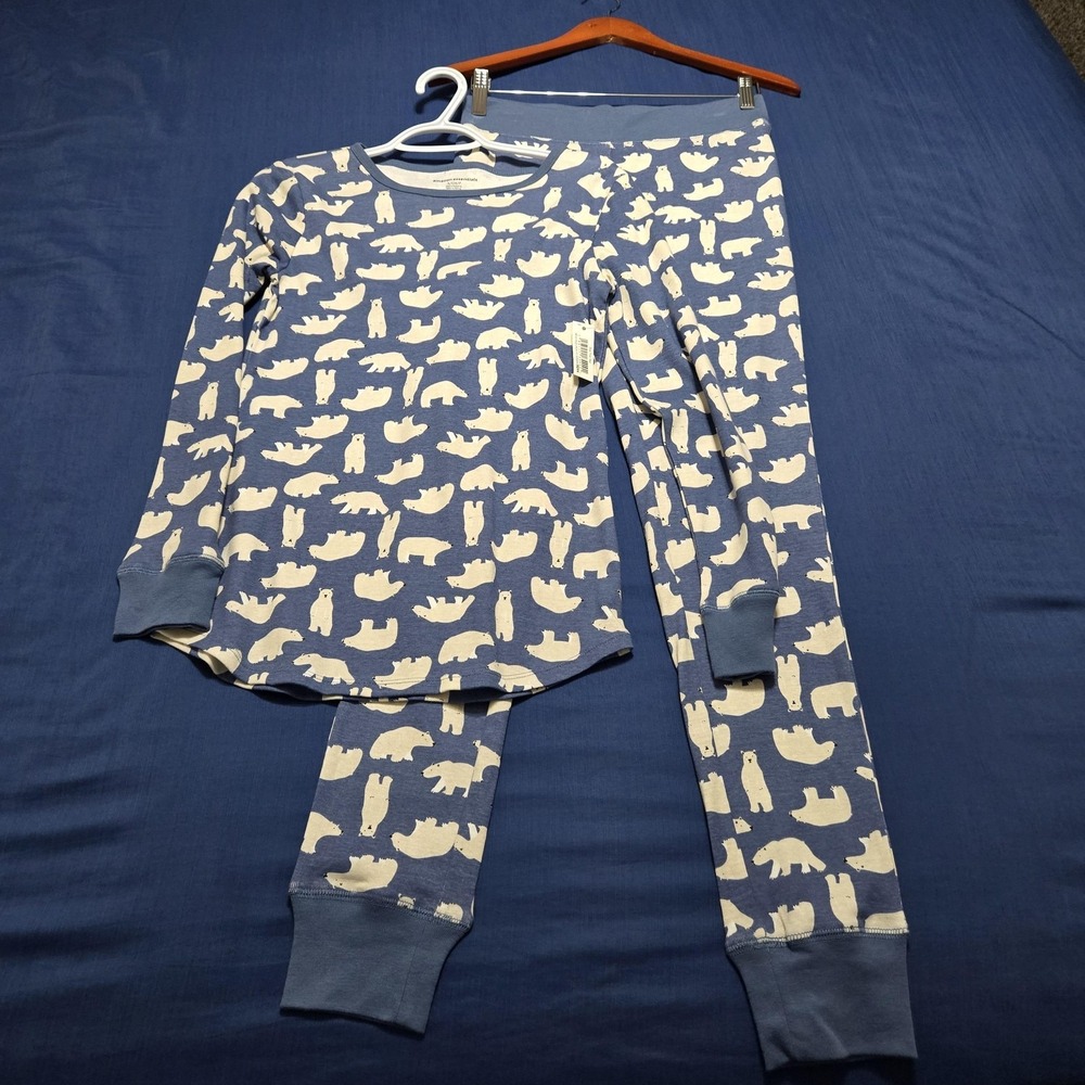 Amazon Essentials Pajama Set Womens Small Blue Polar Bear 100% Cotton Lounge